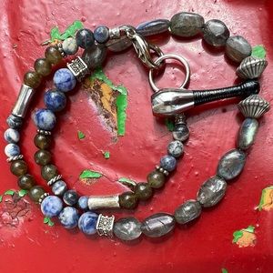Labrodite & Lapis vessel necklace